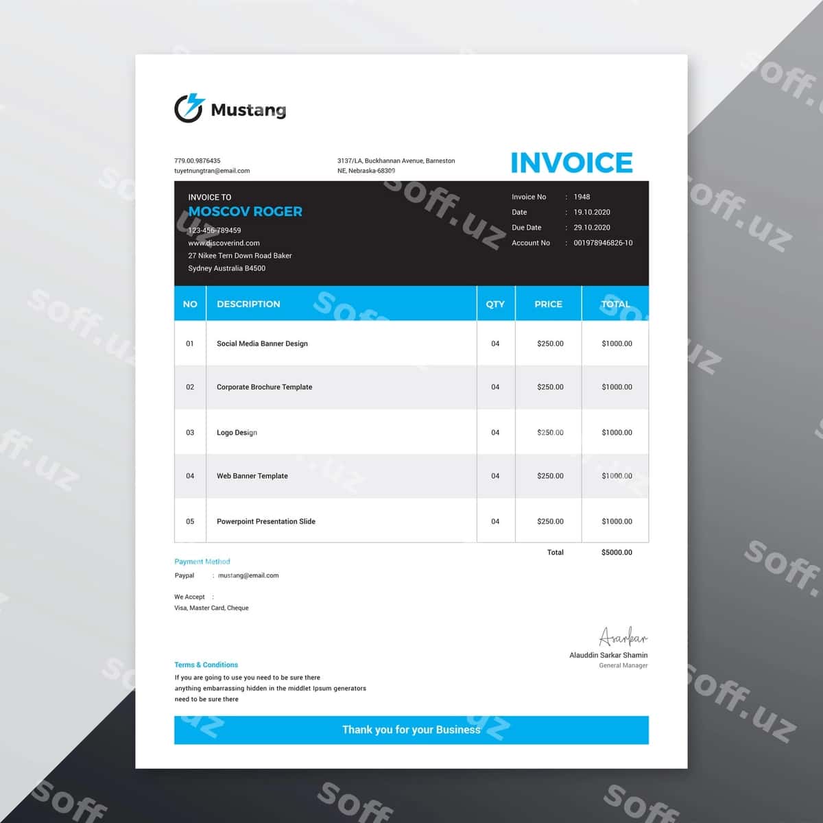Faktura shabloni | Invoice template 1