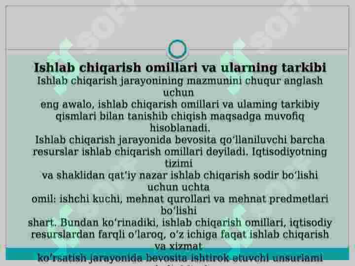 Ishlab chiqarish jarayoni va uning natijalari 2