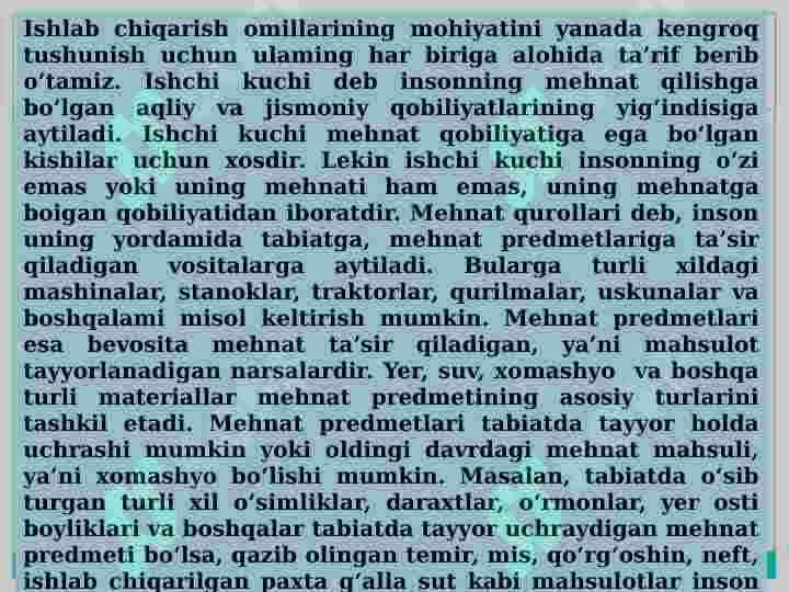 Ishlab chiqarish jarayoni va uning natijalari 3