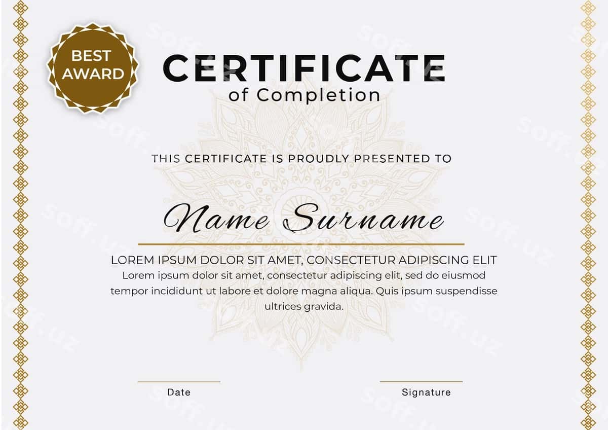 Islomiy dizayn sertifikat tugallanishi | Islamic design certificate completion 1