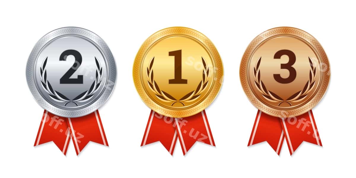 Ajraltirilgan oltin, kumush, bronza medalalari | Isolated gold silver bronze medals 1