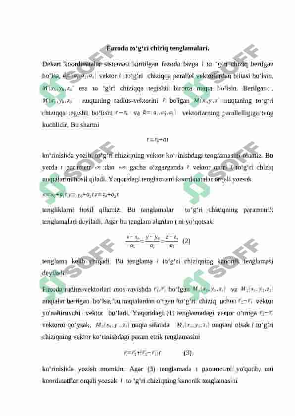 To‘g‘ri chiziq ikkita tekislikning umumiy qismidir 3