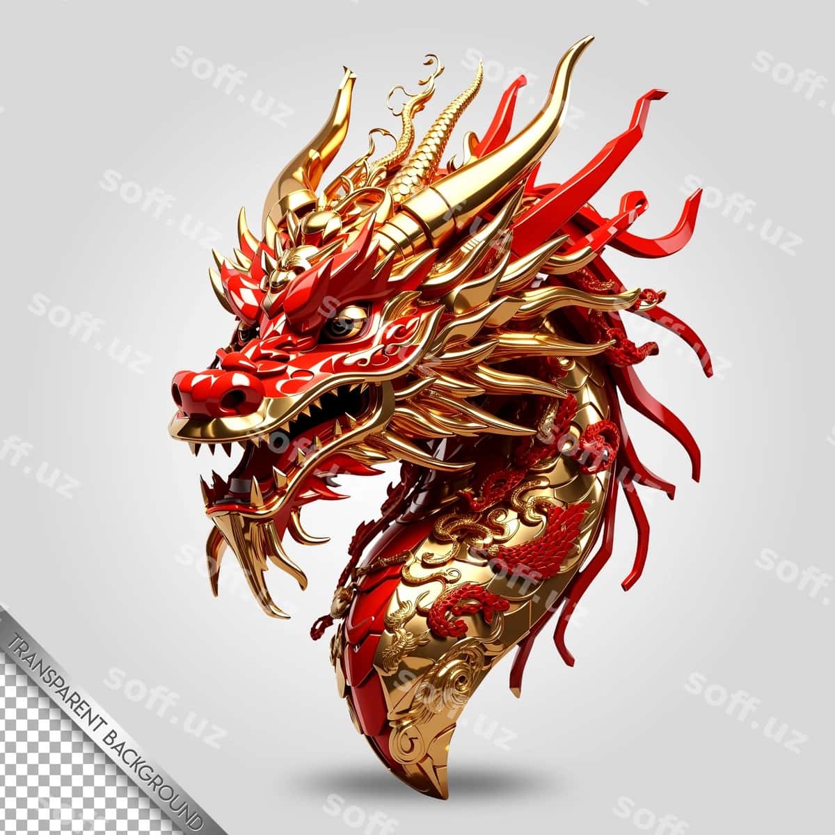 Yapon draguni shaffof orqa fonda | Japanese dragon transparent background 1