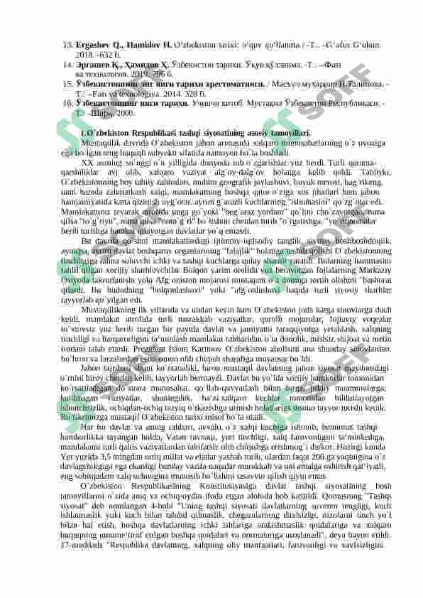 O’zbekistonning xalqaro aloqalari va jahon hamjamiyatidagi o’rni 2