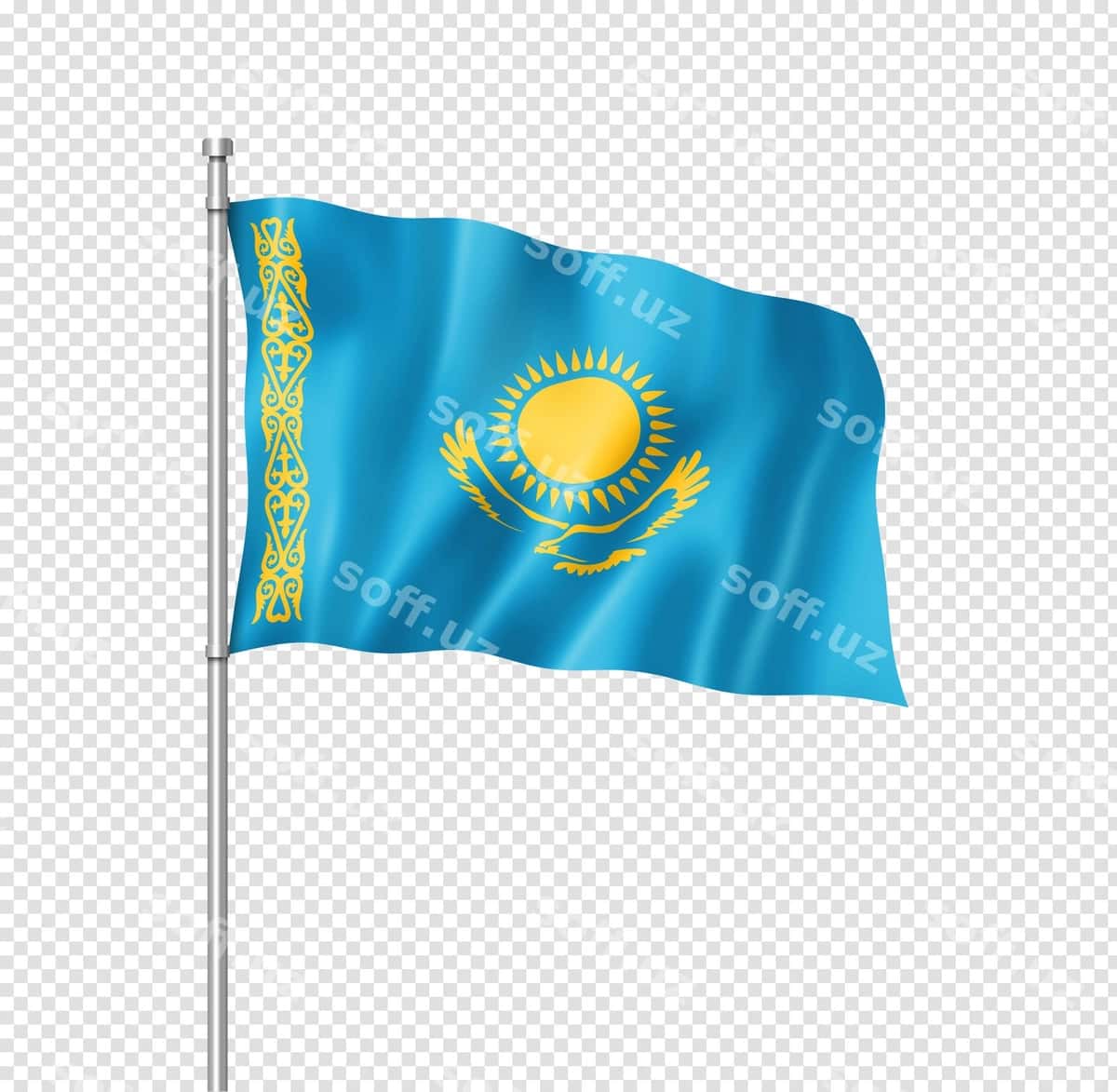 Qozog'iston bayrog'i oq rangda | Kazakhstan flag isolated white 1