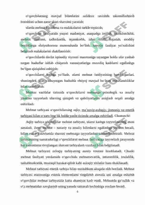 Shaxs tarbiyasida mehnat tarbiyasining o'rni 6