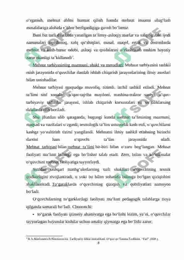 Shaxs tarbiyasida mehnat tarbiyasining o'rni 8