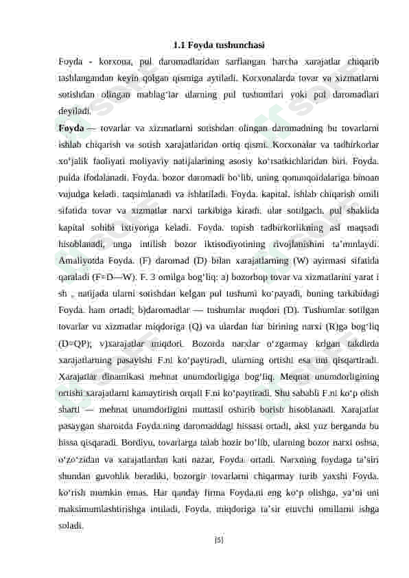 Foyda shakillanishi va undan foydalanish 5