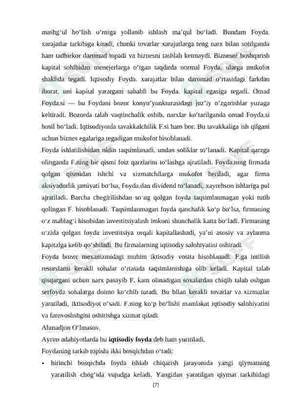 Foyda shakillanishi va undan foydalanish 7