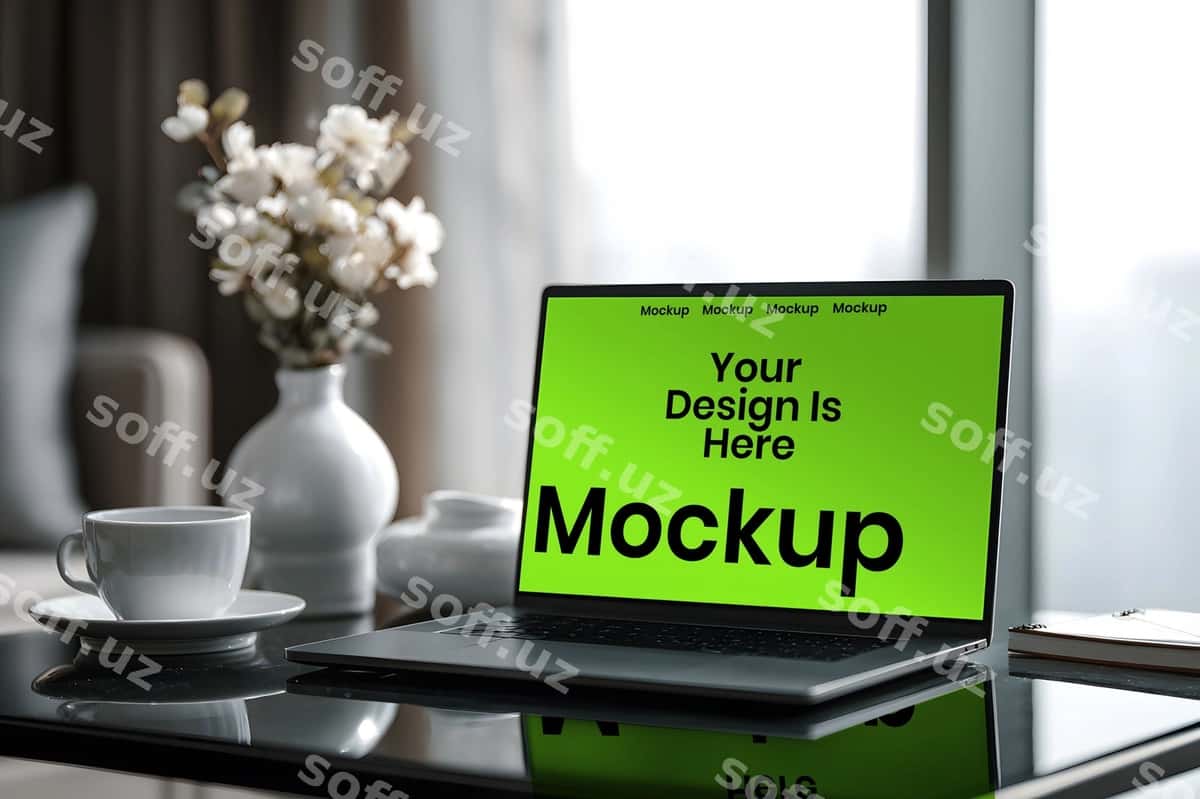 Laptop maketi zamonaviy ish maydoni | Laptop mockup modern workspace 1
