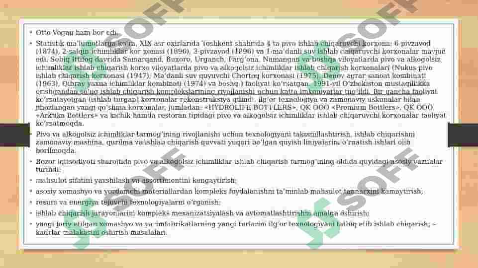 pivo ishlab chiqarish texnalogiyasi taqdimot 3