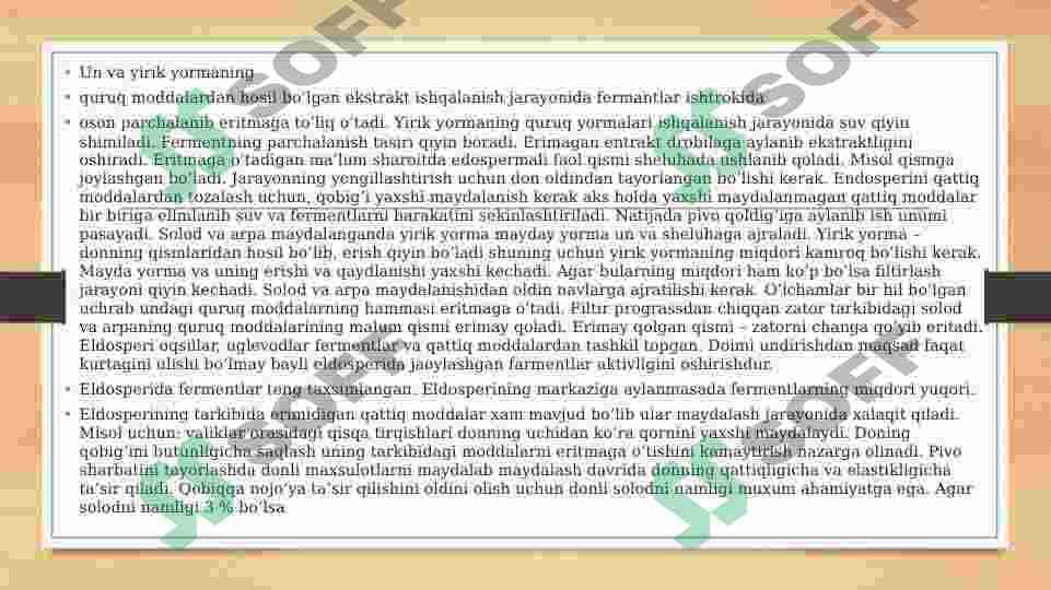 pivo ishlab chiqarish texnalogiyasi taqdimot 5