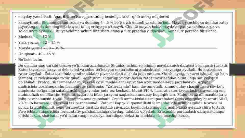 pivo ishlab chiqarish texnalogiyasi taqdimot 6