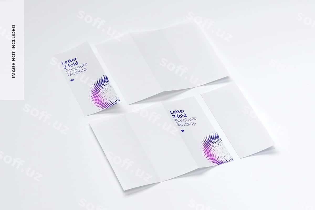 Z harfi bilan buklangan broshyura maketi | Letter z fold brochure mockup 1