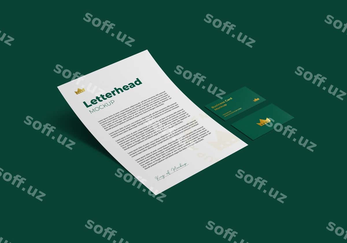 Xat sarlavhasi biznes karta namunasi bilan | Letterhead with business card mockup 1