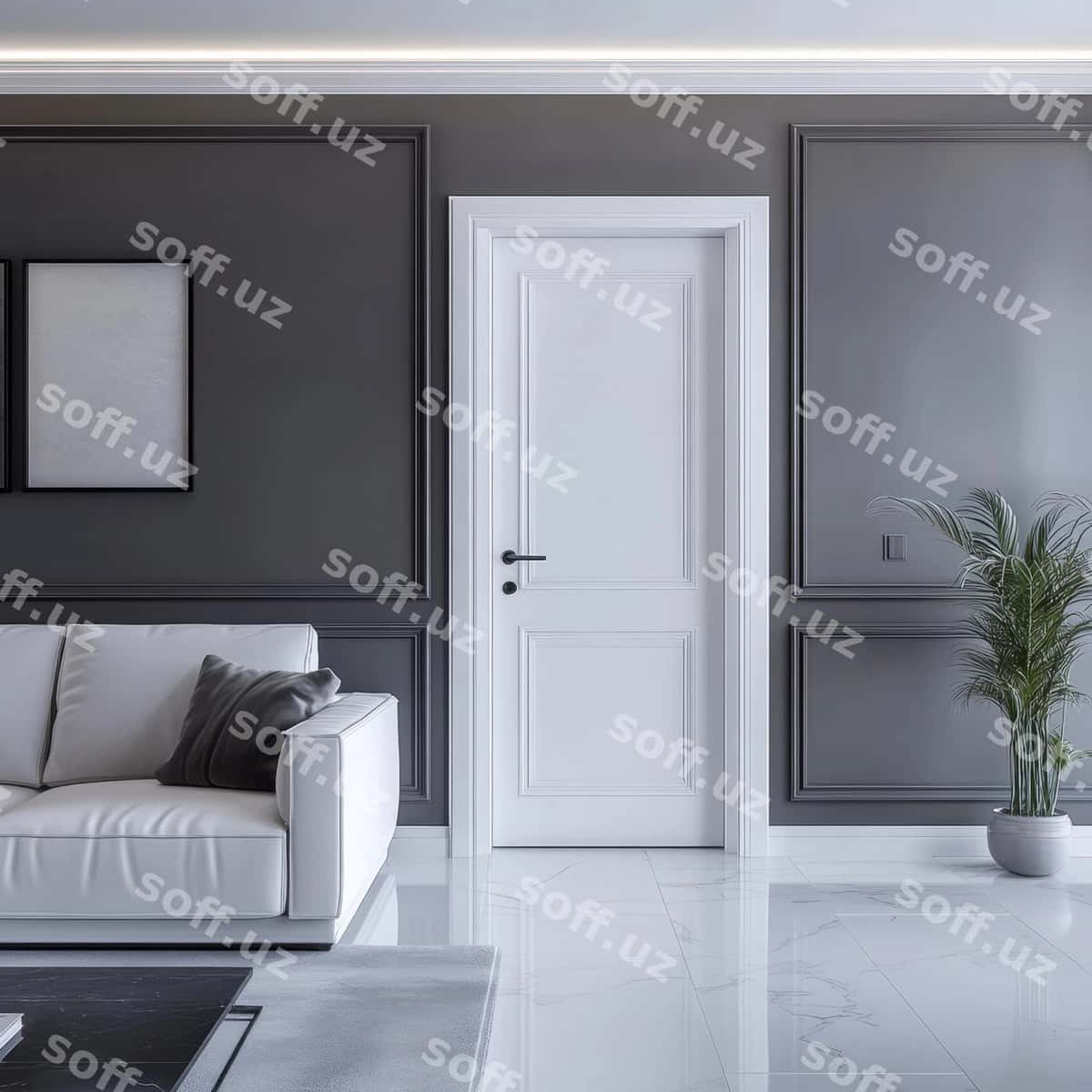 Oq eshikli oq eshikli yashash xonasi | Living room with white door white door 1