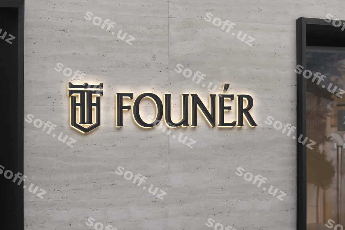 Logo mockup hasharotli fassad 3d belgi | Logo mockup luxury facade 3d sign 1