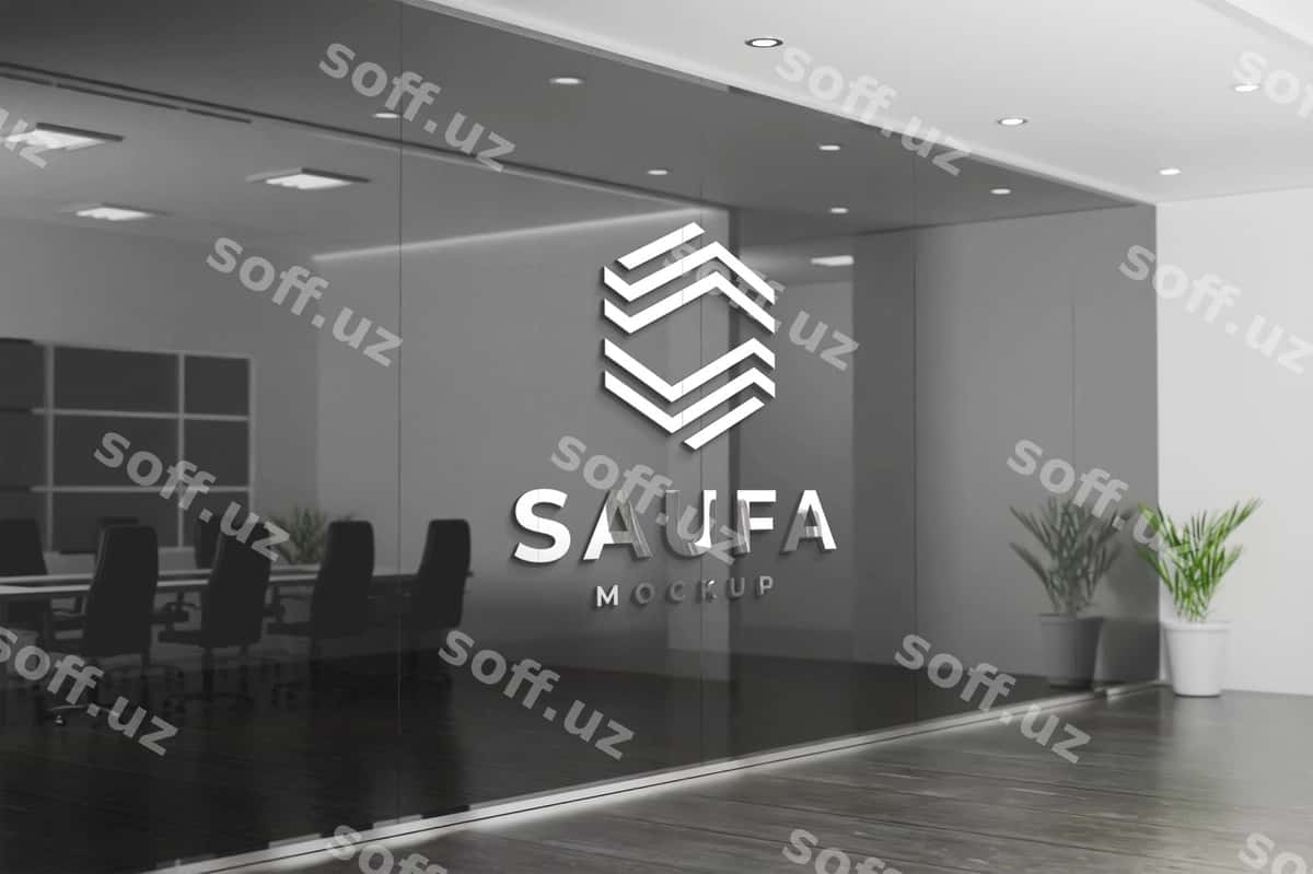 Logo mockup ofis devori | Logo mockup office wall 1