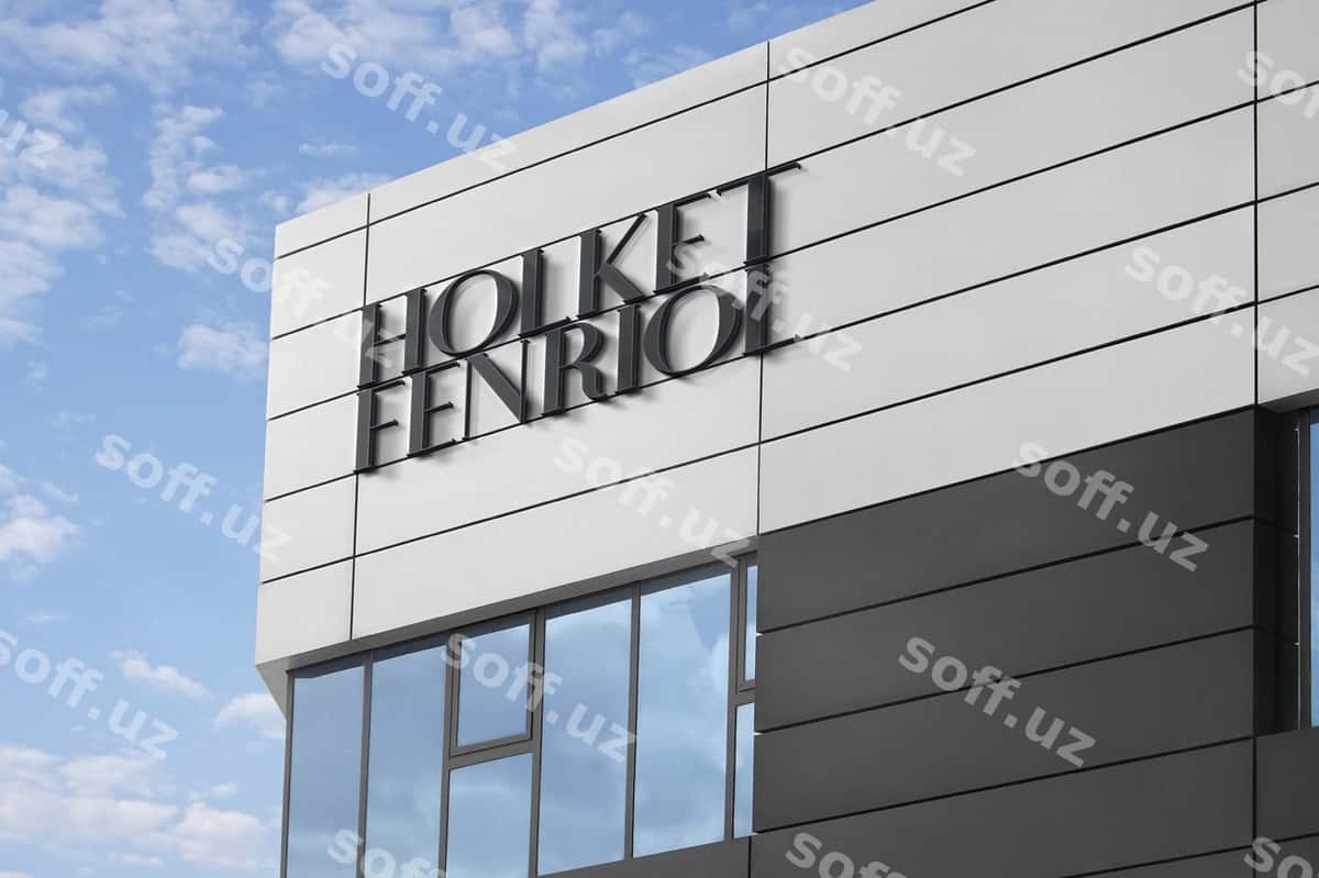Logo maketi belgisi ofis jabhasi | Logo mockup sign office facade 1