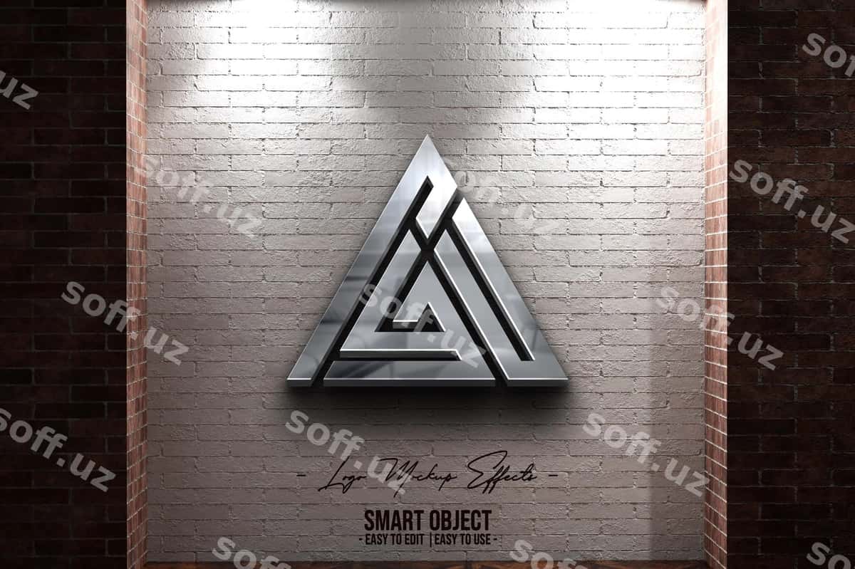 Logotip namunasi kumtir logotip bilan | Logo mockup with silver logo 1