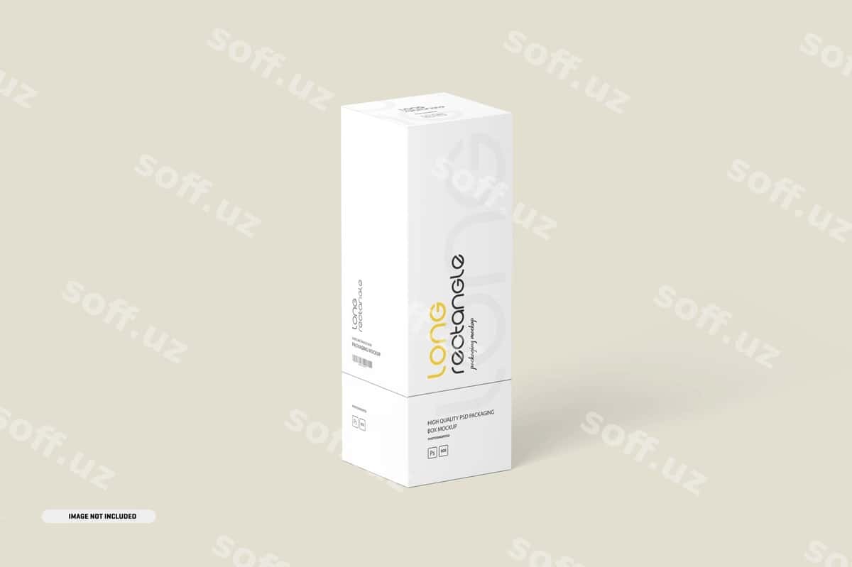 Uzun to'g'ri burchakli kartondan qilingan quti paketi mockup | Long rectangle box packaging mockup 1