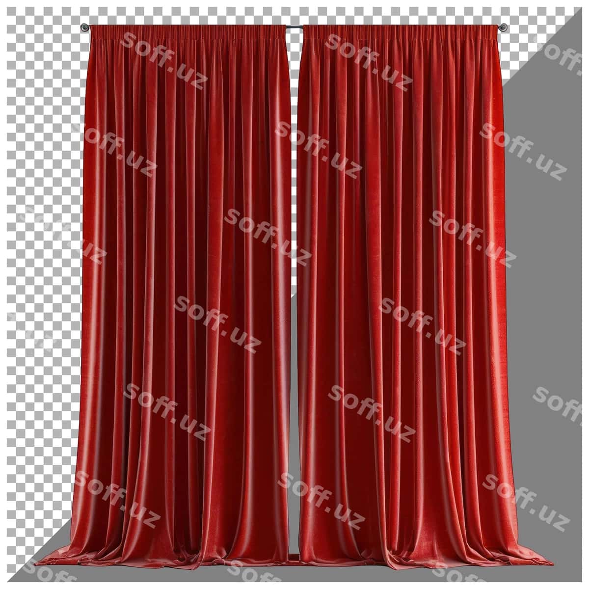 Qiziljinsimtosa parda shaffof orqa fonda | Maroon curtain transparent background 1