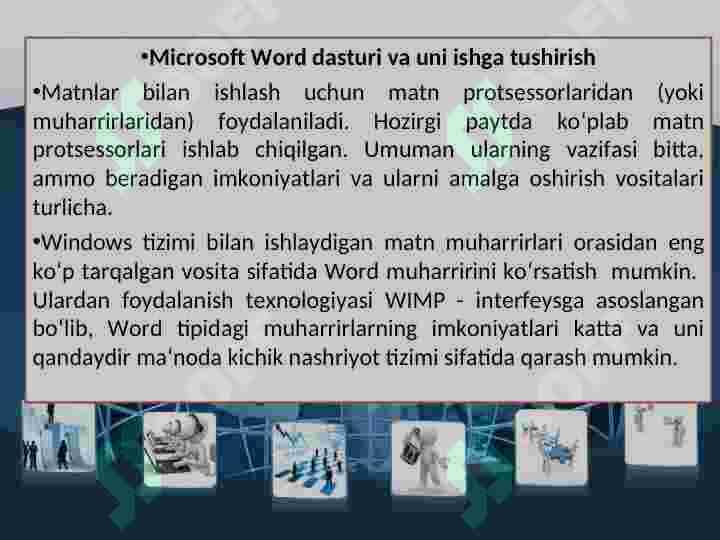 Matnli ma’lumotlarni qayta ishlash dasturlarining imkoniyatlari 2