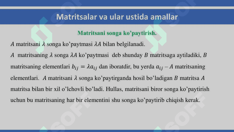 Matritsalar va ular ustida amallar 8
