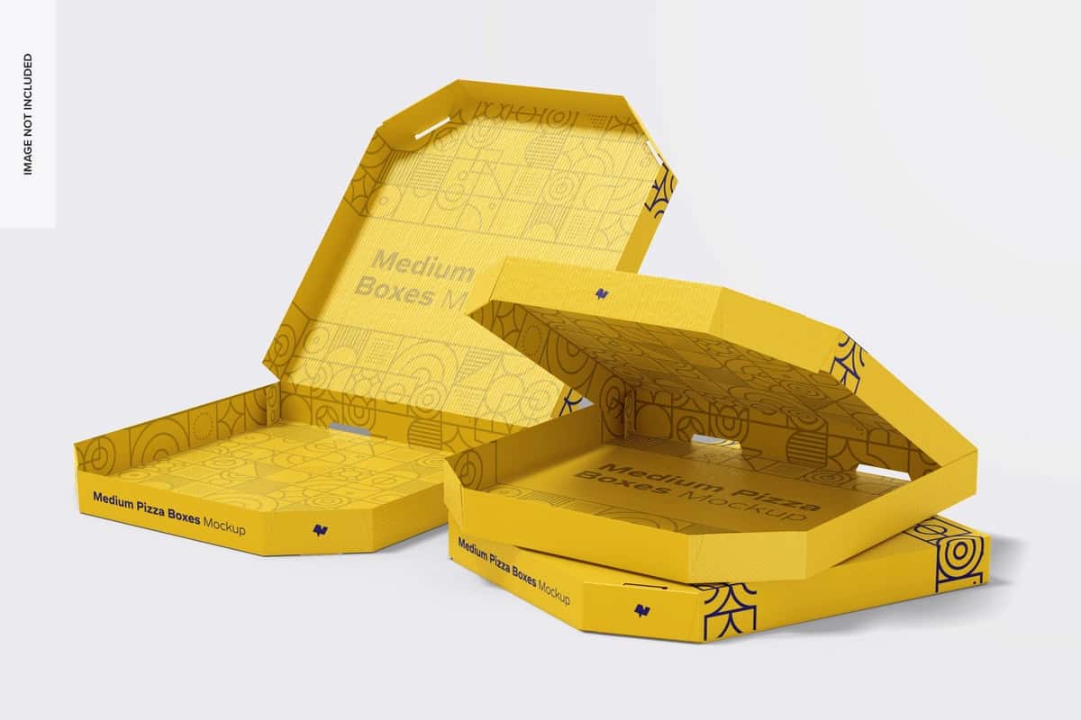 O'rta pizza qutilari maketi | Medium pizza boxes mockup 1