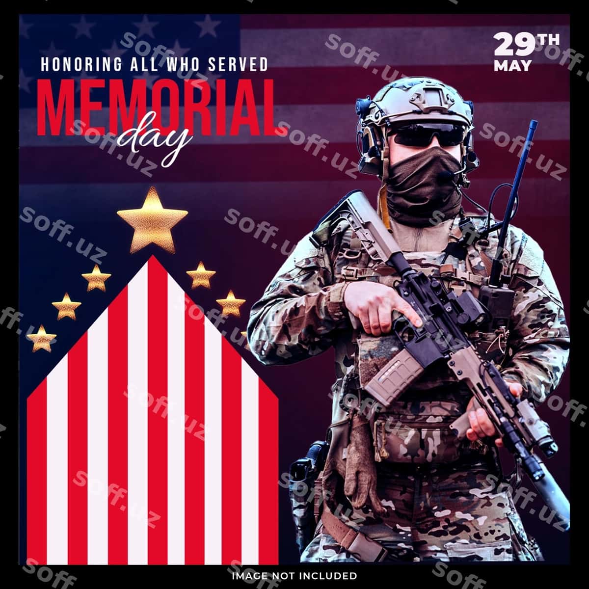 Xotira kun post dizayn shabloni | Memorial day post design template 1