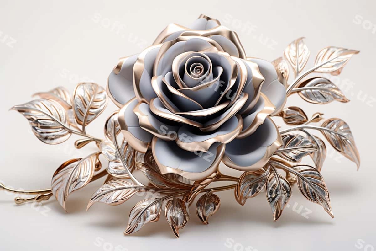 Metal gul oq fon | Metal flower white background 1