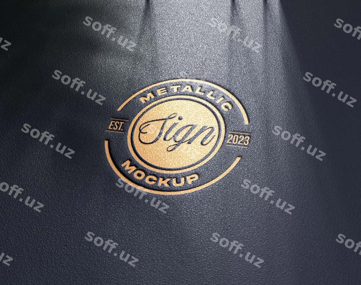 Metall logotip teri yuzasini soxtalashtirish | Metal logo mock up design leather surface 1