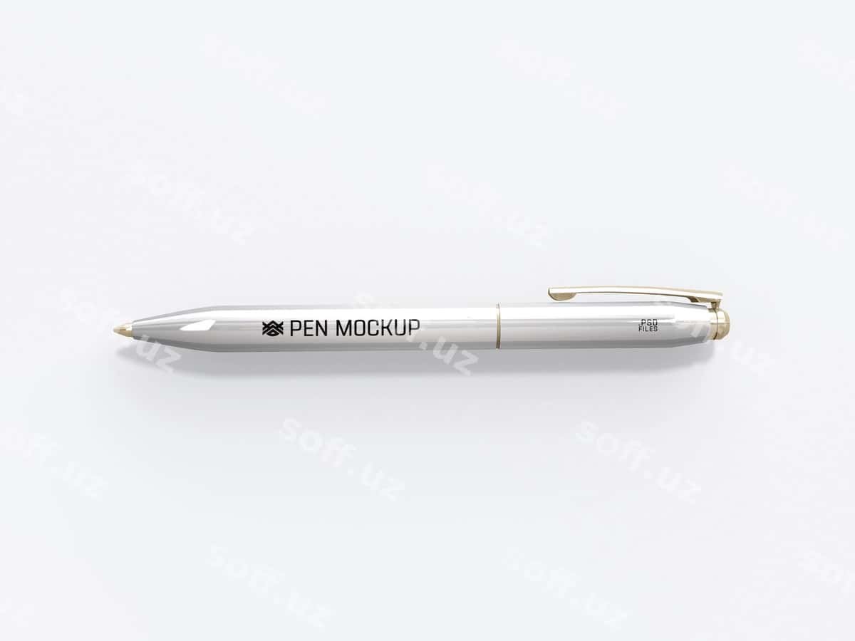 Metall yozuv ruchkasi brendingi maketi | Metal writing pen branding mockup 1