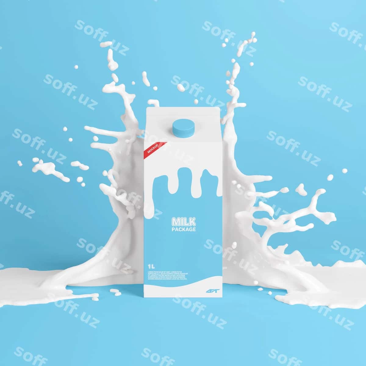 Sut karton splash mockup bilan | Milk carton with splash mockup 1