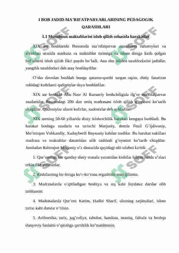 Pedogogik  faoliyatda  jaded  ma’rifatparvarlarning merosidan foydalanish 4