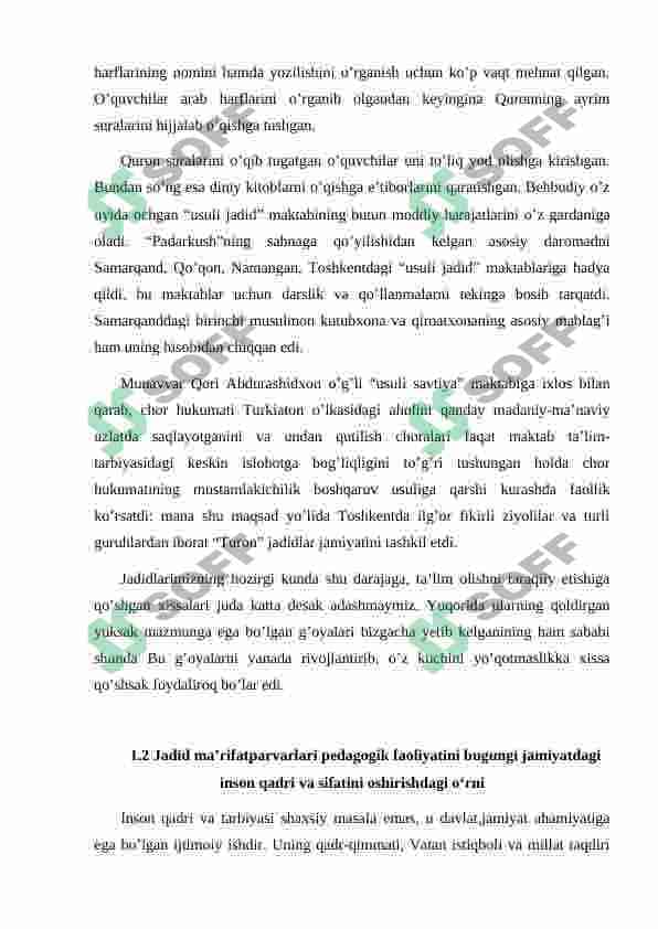 Pedogogik  faoliyatda  jaded  ma’rifatparvarlarning merosidan foydalanish 7