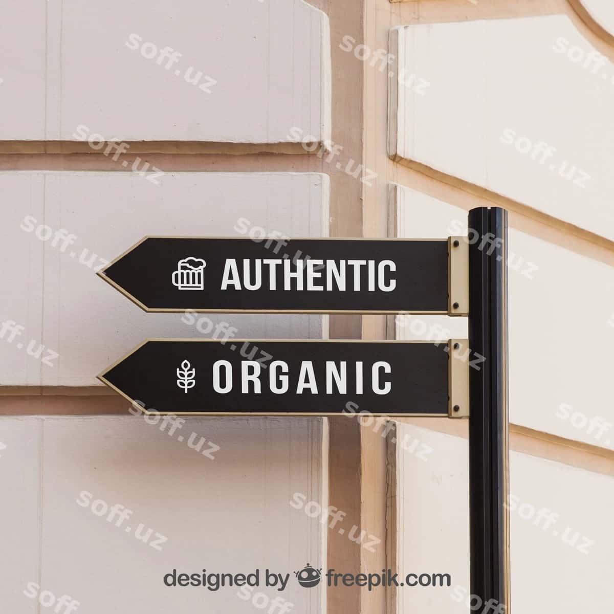 Namuna qora yo'nalish belgi | Mockup black direction sign 1