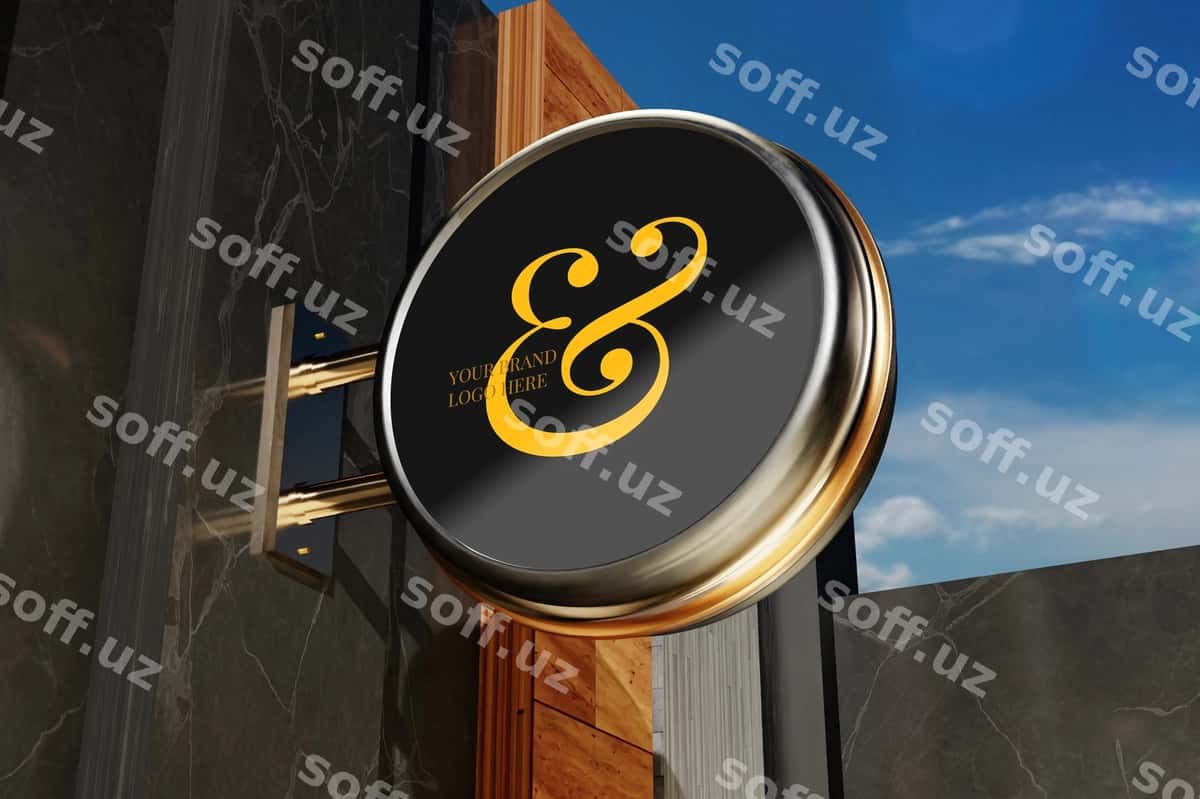 Namuna logotip belgi tashqi bino | Mockup logo sign exterior building 1