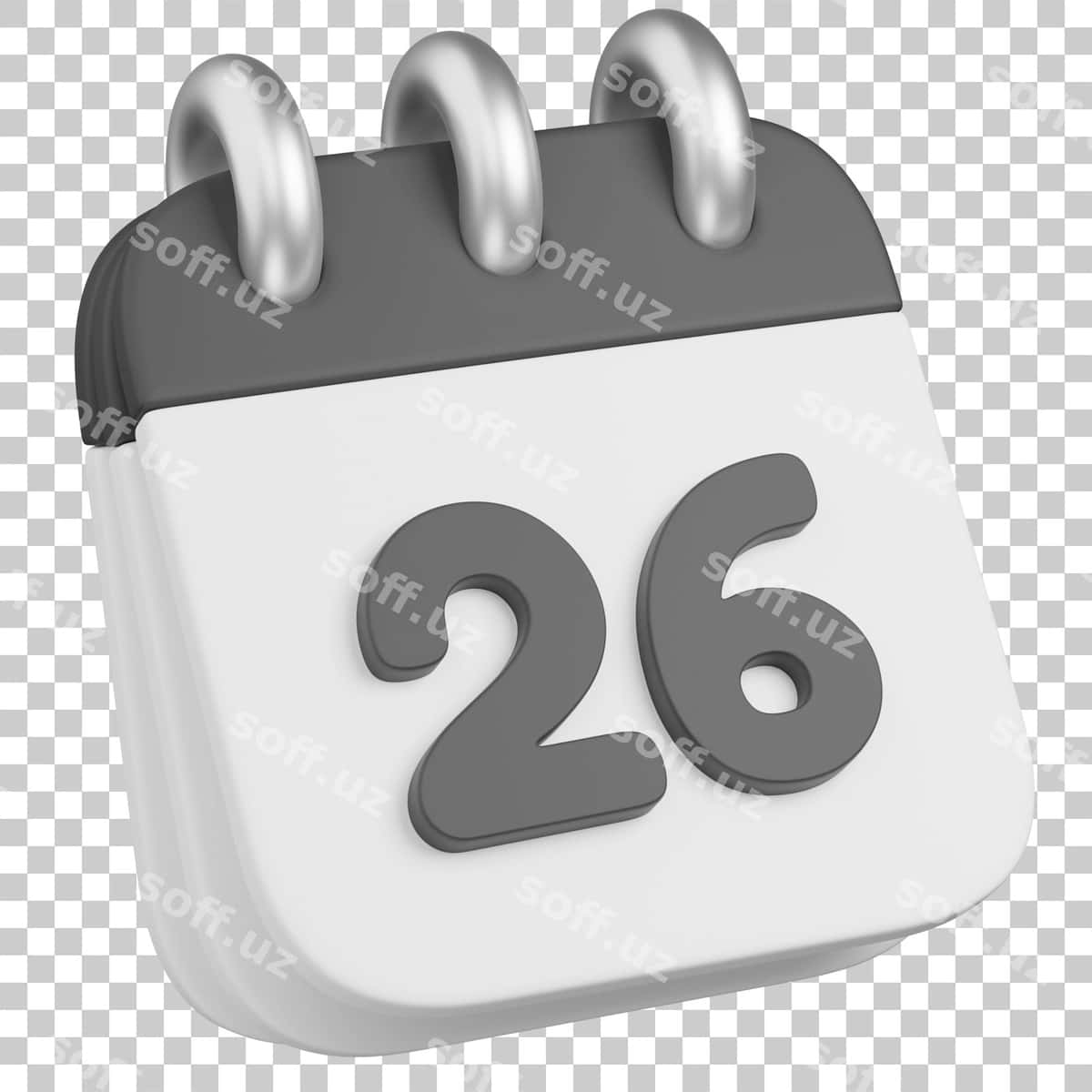Zamonaviy 3 o'lchovli taqvim ikonasi 26-sonli kunni ko'rsatuvchi | Modern 3d calendar icon showing day 26 1