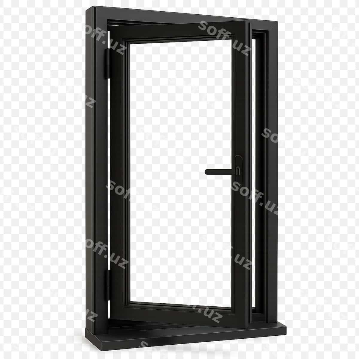 Zamonaviy qora esik devori ochiq esik bilan | Modern black door frame with open door 1