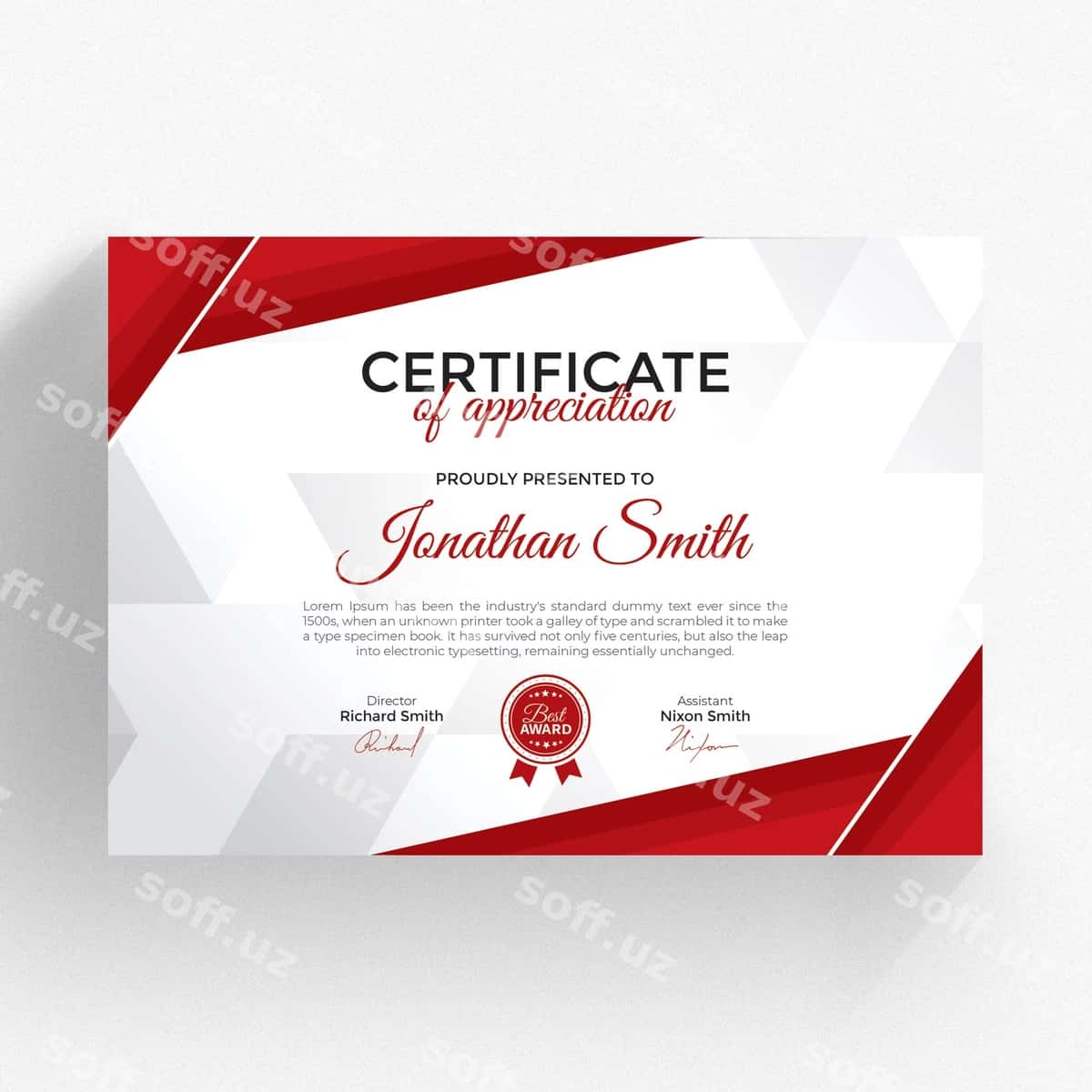 Zamonaviy sertifikat shabloni | Modern certificate template 1