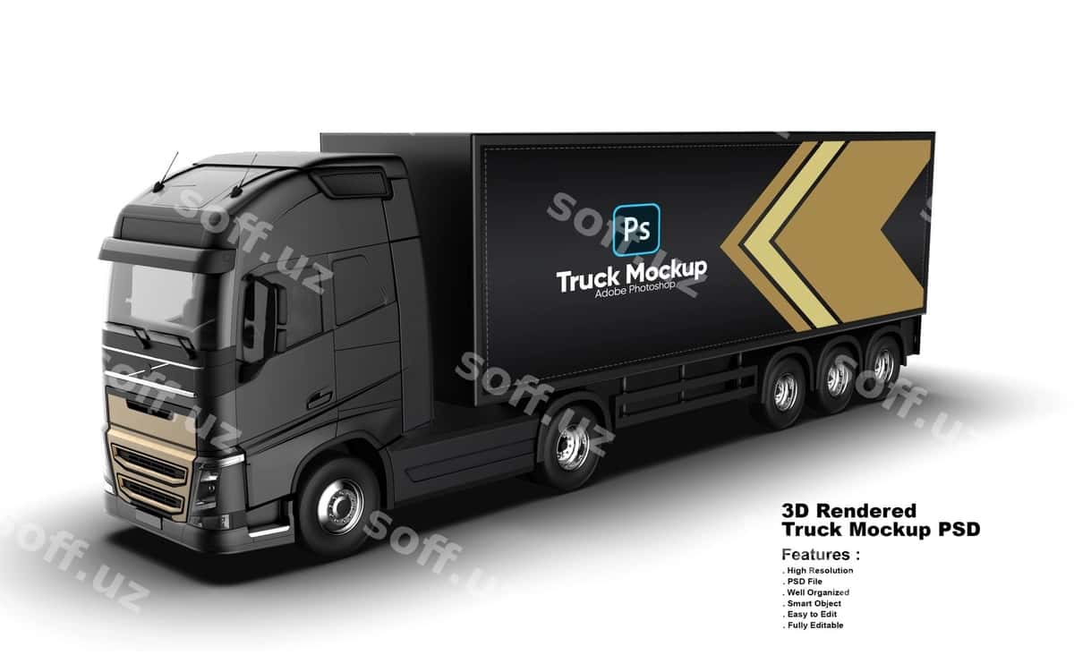 Zamonaviy yetkazib berish yuk avtomobili 3d namuna | Modern delivery truck 3d mockup 1