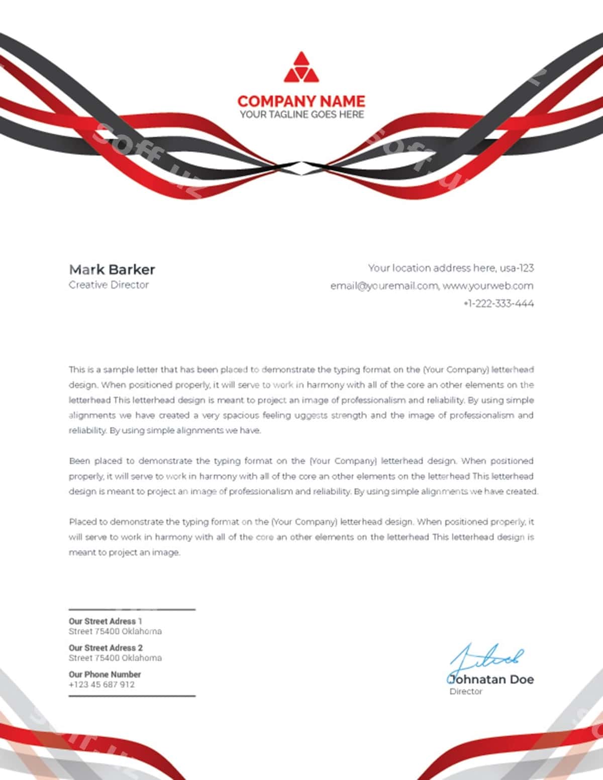 Zamonaviy xat sarlavhasi shabloni dizayni | Modern letterhead template design 1