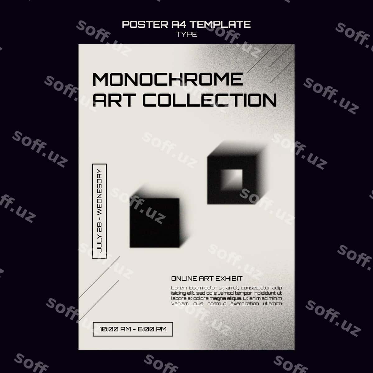 Monokrom san'at bosma shabloni | Monochrome art print template 1
