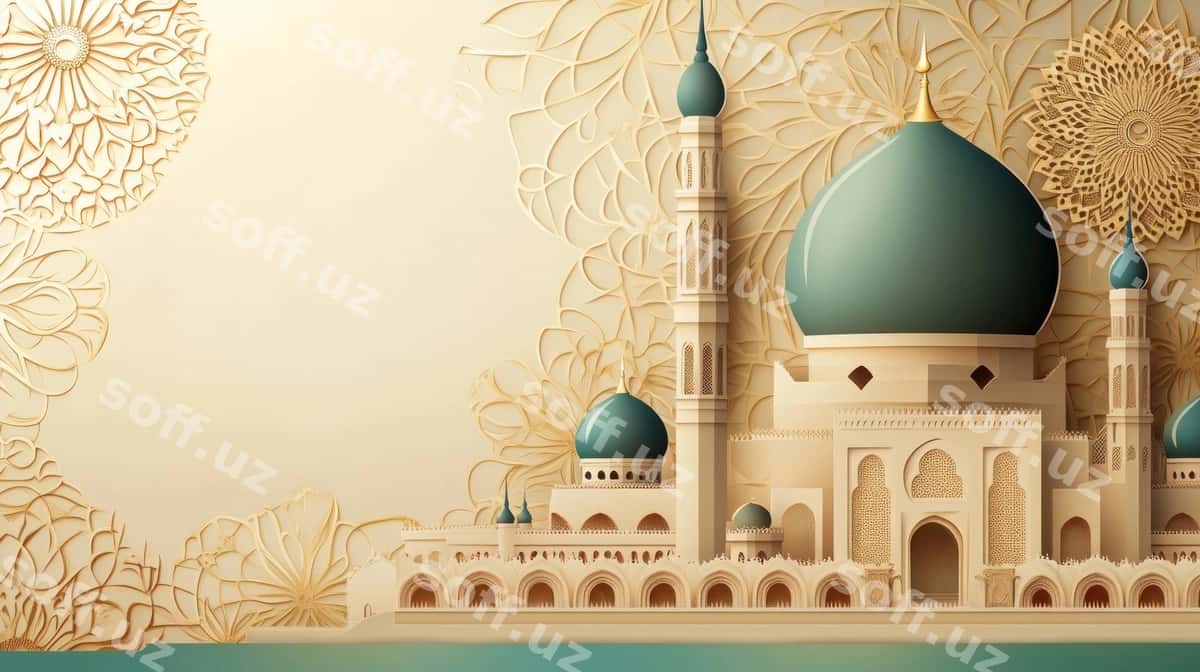 Masjid oltin bezatmalar bilan | Mosque with golden ornaments 1