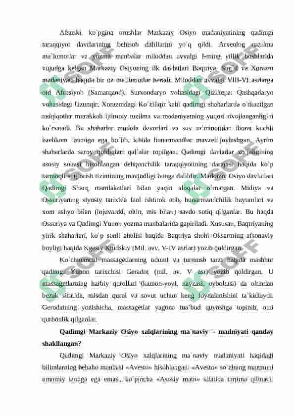 QADIMGI MARKAZIY OSIYO XALQLARINING MADANIYATI  VA SAN’ATI 4