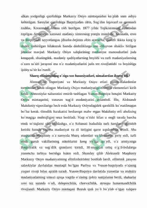 QADIMGI MARKAZIY OSIYO XALQLARINING MADANIYATI  VA SAN’ATI 8