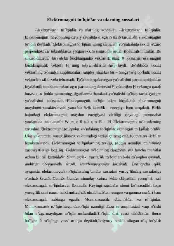 Elektromagnit to`lqin nurlanishi, spektri 2
