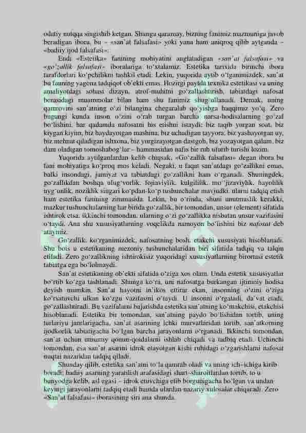 NAFOSAT FALSAFASI (ESTETIKA) 2