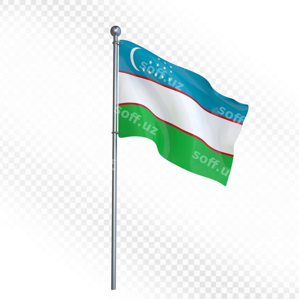 Milliy Oʻzbekiston bayrogʻi uygʻotida koʻrıngan | National flag uzbekistan waving pole 1